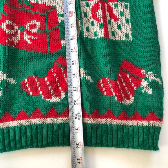 Vintage Nutcracker Green Teddy Bear Santa Patterned Christmas Sweater Size 24W - Picture 10 of 13